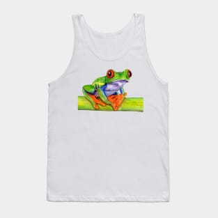 Red-eyed tree frog - ink and watercolour painting Tank Top